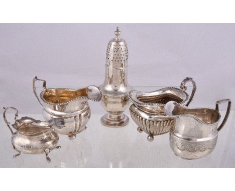 A collection of silver items, to include: a late Victorian castor by Harrison Brothers & Howson, Sheffield 1898, with a balus