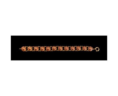 A bracelet, Gold 800/000, Red enamel applied element, Decoration said of "snails", Oporto hallmark (1887-1937), (signs of wea