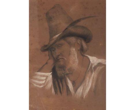 Portuguese school, 19th / 20th century, A portrait of a gentleman, Copy of a lithograph titled “Étude aux deux crayons, n. 70