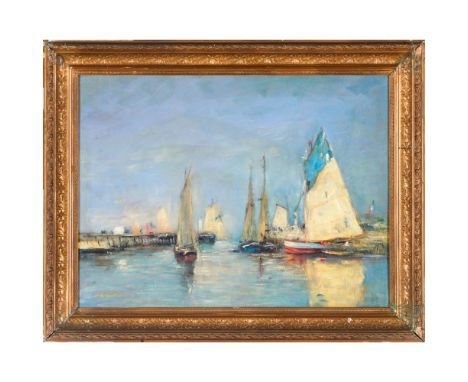 European School, 19th / 20th century, A Marine scene, Oil on canvas applied onto panel, Signed, (unidentified signature), 47x