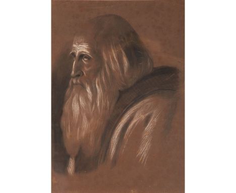 Portuguese school, 19th / 20th century, A portrait of an elder, Copy of a lithograph titled “Étude aux deux crayons, n. 46” b