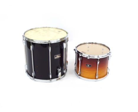 Pearl Export Series 16" x 16" eight lug floor tom converted to a snare, soft case; together with a Tama Superstar 13" x 10" s