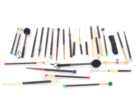 Selection of various drum sticks including a large pair of Chalklin mallets, various  pairs of double ended sticks, many adap