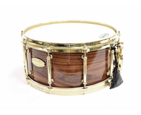Pearl Masterworks 14" x 6.5" ten lug snare drum, ser. no. 005527, with pearl 'Mastercast' hoops, rosewood shell, soft case