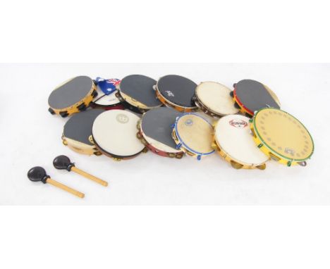 Selection of good quality Pandeiro hand tambourines including a Pearl mounted Pandeiro, a Contempronea Pandeiro, a Meinl Pand