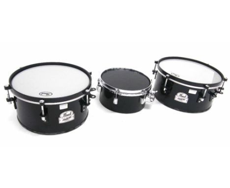Pair of Pearl Primero Series 14" and 13" Timbale drums; together with a Meinl Artist Series 13" Timbale drum, soft case (3)