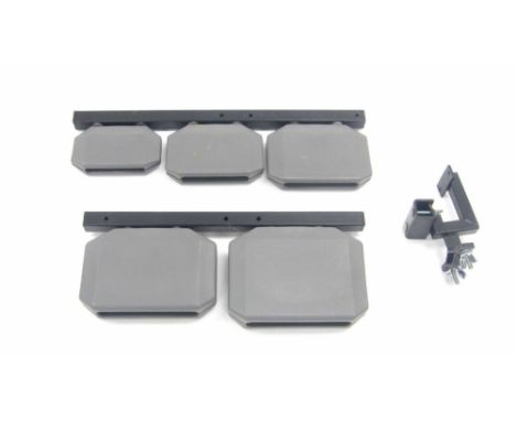Set of five Latin percussion granite blocks with bracket, case