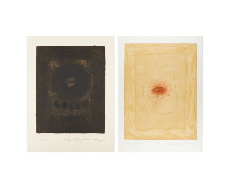 Adja Yunkers (Latvian/American, 1900-1983). Group of two mixed media prints, each pencil signed and dated along the lower rig