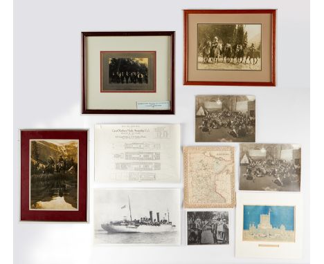 Group of ten photographs and Minnesota ephemera including: seven photographs, depicting groups of explorers, the Minnesota su