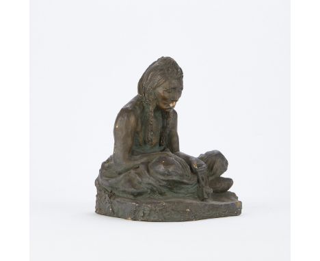 Plaster sculpture depicting Chief Three Bears, war leader of one band of the Wagluhe Oglala Lakota people. Inscribed along th