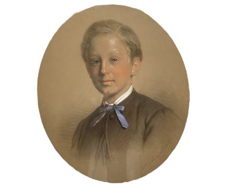 Anton H�hnisch [Hahnisch] (Austrian 1817-1897): Oval Portrait of a Victorian Young Man, pastel signed and dated 1863, 52cm x 