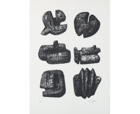 Henry Moore (1898 - 1986), six stones, lithograph, 1973, signed in pencil, no. 2/200, sheet size 35cm x 25cm, framed 