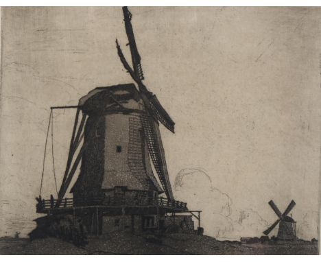 Eric Hesketh Hubbard (1892 - 1957), the three mills, etching, signed in pencil, dated 1923, no. 34/100, image 22cm x 27cm, fr