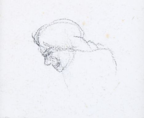 Stanley Spencer (1891 - 1959), head study, pencil sketch on paper, unsigned, 6cm x 7cm, mounted, provenance: the artist's Stu