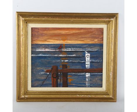 Ivor Johns (1924 - 1993), seascape, oil on board, inscribed verso, 25cm x 30cm, framed 