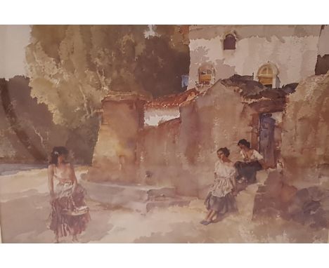 SIR WILLIAM RUSSELL FLINT RA (1880-1969)Gypsies by the villa, print, 28cm x 39cm 