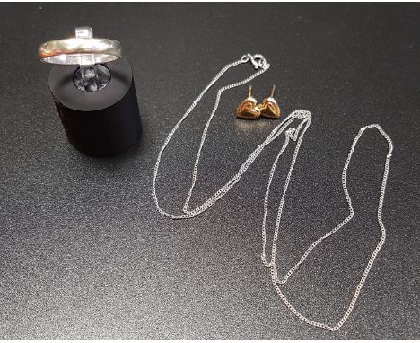 SMALL SELECTION OF GOLD JEWELLERY comprising a nine carat gold wedding band, ring size K; a nine carat gold neck chain; and a
