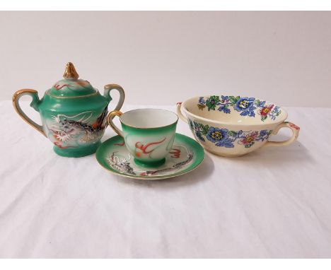 MIXED LOT OF CERAMICScomprising Mason's Ironstone Strathmore pattern soup bowls and saucers, Chinese tea set comprising cups 