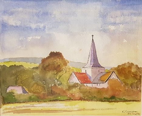 R. HAMILTONParish Church, watercolour, signed and dated 20/6/95, 27.5cm x 33.3cm, and Philip John Morrow, Last Light Loch Ba,