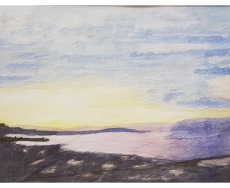 ELEANOR MCMAHONPoppy Field, Greece, watercolour, signed and label to verso, 19cm x 26.5cm, S. Martin, Coastal View, watercolo