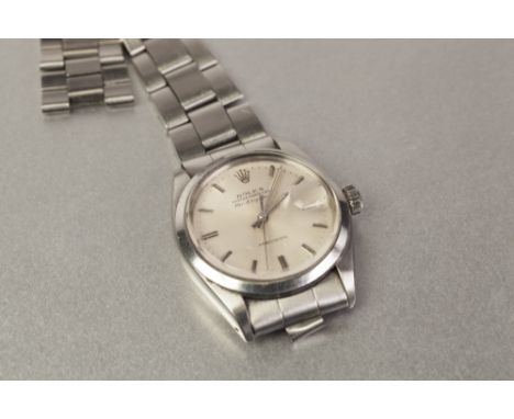 ROLEX OYSTER PERPETUAL "AIR KING DATE" PRECISION WRIST WATCH with sweep seconds, silvered dial with batons, original "Steelin