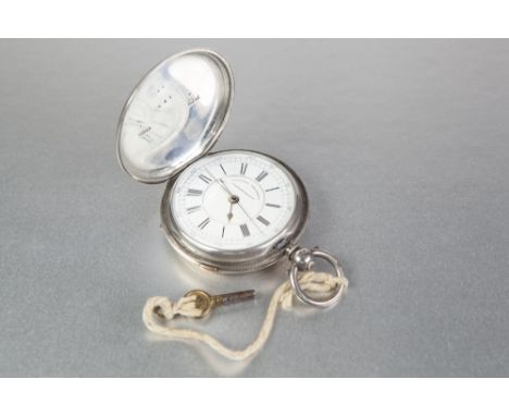 A LATE VICTORIAN SILVER CASED GENTLEMAN'S KEYWIND HUNTER CHRONOGRAPH POCKET WATCH, hallmarked Chester 1890 