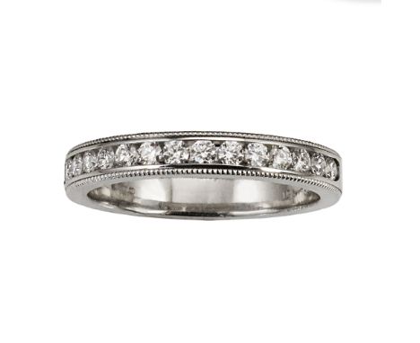 HEARTS ON FIRE 'ETERNE' 18ct WHITE GOLD AND DIAMOND HALF ETERNITY RING, with millegrain edges, channel set with fifteen small