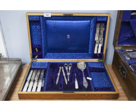 EARLY TWENTIETH CENTURY PART DESSERT SERVICE, now only with berry spoon, nut cracker, grape scissor, nut picks and six pairs 