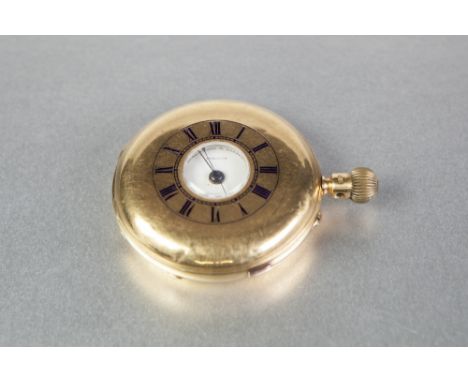 A LATE VICTORIAN 18ct GOLD CASED GENTLEMAN'S DEMI-HUNTER KEYLESS CHRONOGRAPH POCKET WATCH, by Murgatroyd and Horsfall, 2 Corn