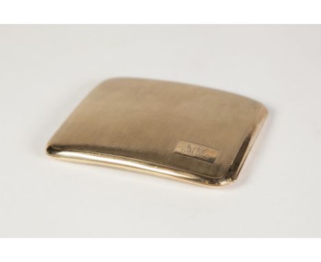 a 9ct GOLD ENGINE TURNED CIGARETTE CASE, Birmingham 1928, 116gms 