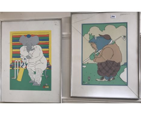 Two framed pencil signed limited edition lithographs Baba the Elephant, artists proof and a further print of Mole 26/30.