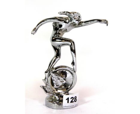 A chrome plated vintage car mascot, H.16cm.