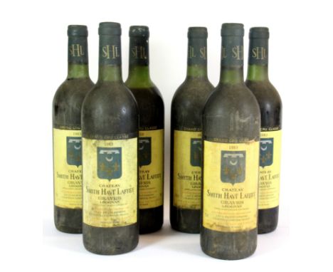 Six bottles of 1983 vintage Chateau Smith Haut Lafitte, Grand Cru Classe.