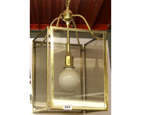 A gilt brass hall lantern, 28 x 28 x 60cm.