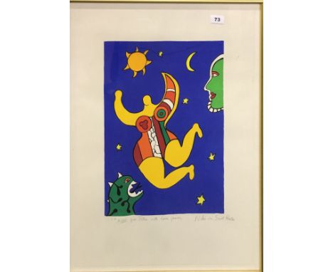 A gilt framed 20th century limited edition lithograph pencil signed by Niki De Saint Phalle. Framed size 57x76cm.