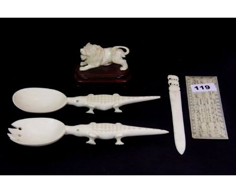 Five early 20th century ivory items.