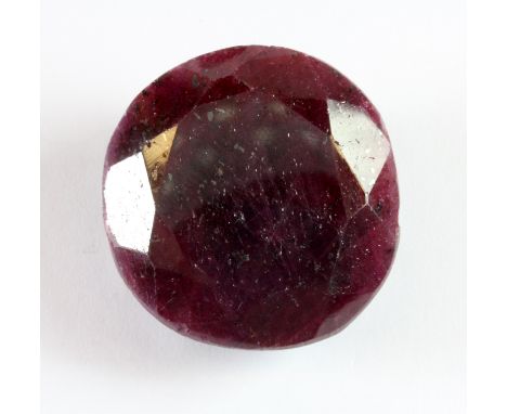 A large un-mounted round cut ruby, approx. 90.5ct, Dia. 2.5cm.