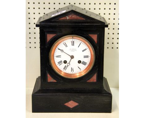 A Victorian slate mantle clock H.27cms.