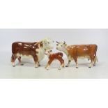 Beswick Hereford Bull Family to include Bull, Cow and Calf (3)