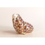 Royal Crown Derby paperweight, Walrus. gold stopper.