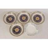 Royal Worcester 4 Millennium pin dishes together with Staffordshire Knot ashtray (5)