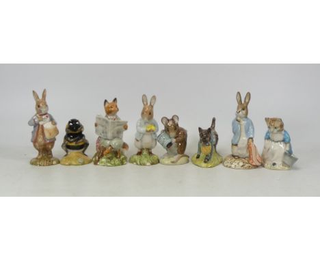 Eight Royal Albert Beatrix Potter BP6 Figures Hunca  Munca spills the beads, Ribby and the patty pan, peter with postbag, bab