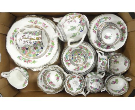 Coalport Indian Tree Teaware to include Teapot, Mill Jugs, Sugar Bowls, Teacups, Saucers, Bread Plates etc. (some items reglu