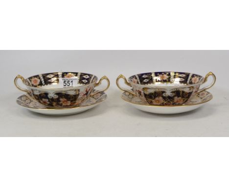 Two Royal Crown Derby 2451 Imari Bouillon Cups (2) 