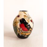 Moorcroft ovoid vase in the Scarlet Robin pattern. Red dot seconds. Height: 13cm