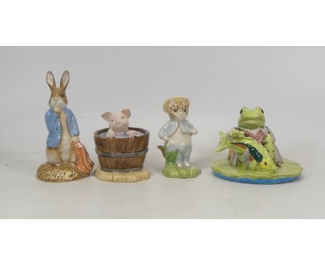 Beswick Beatrix Potter  Figurines including Jeremy Fisher Catches a Fish 10A, Peter And The Red Pocket Handkerchief BP3, Yock