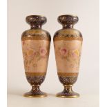A pair of Carlton ware Wiltshaw & Robinson Ivory Blush ware vases in the Arvista pattern. Cobalt