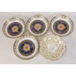 Four Royal Worcester millennium pin dishes together with Royal Crown Derby green panel pin dish (5)