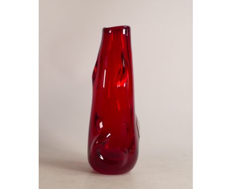 Whitefriars Knobbly vase No9612 in Ruby colourway. Height: 24.5cm 