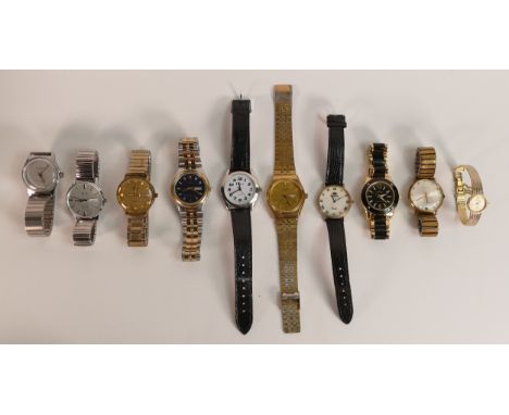 A collection of wristwatches, mainly gents including Accurist, Saxon, Majex, Rotary etc (10)